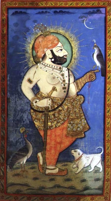 Maharana Bhim Singh of Mewar (r. 1778-1828) with a Hawk, Udaipur (Mewar) Rajasthan