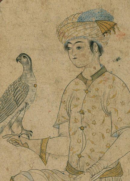 Iranian - Single Leaf of a Youth with a Falcon - Walters W682 - Detail