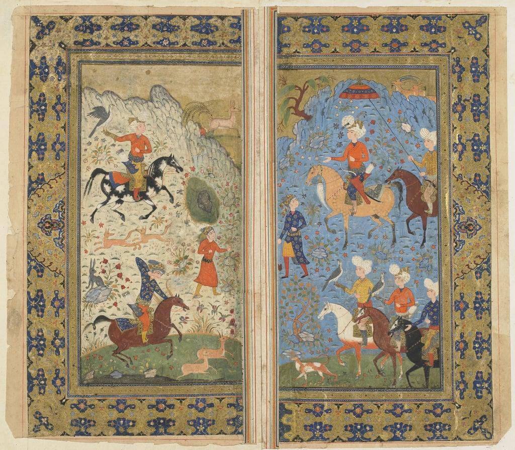 Folio from a Shahnama (Book of Kings) by Firdawsi; A Royal Hunt, Iran, c.1590-1600 