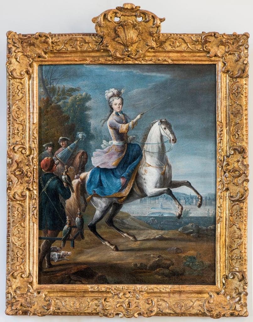 Equestrian portrait of Marie Leszczynska, wife of Louis XV by Martin Jean Baptiste (Martin Des Batta
