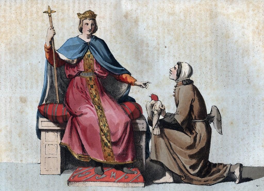 Portrait of Frederick II of Hohenstaufen Holy Roman Emperor with his falconer