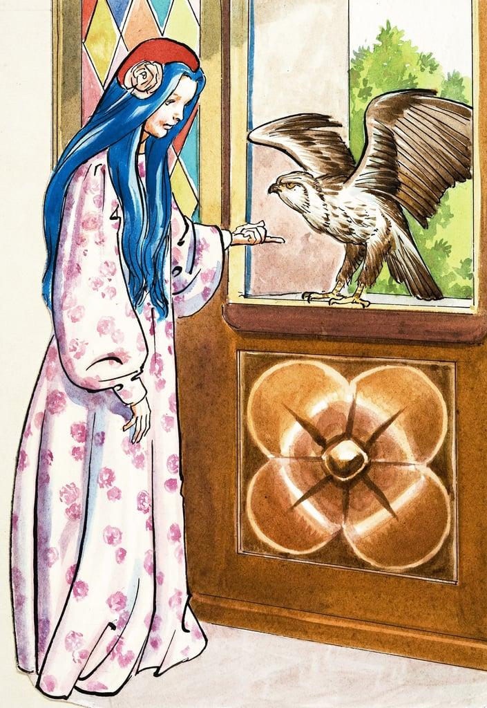 Girl with falcon by English School