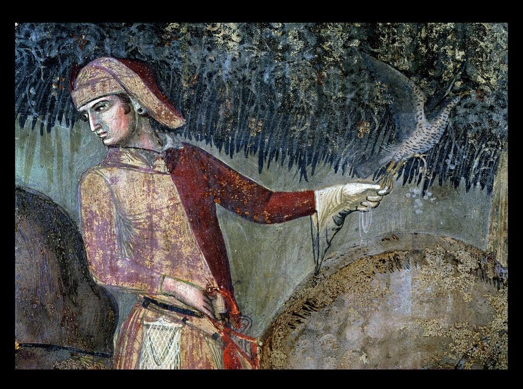Effects of Good Government in the Countryside, detail of a falconer, 1388-40 