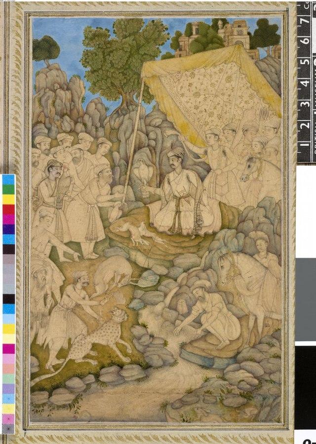 A prince (identified as Alexander the Great) receives a bag after the hunt