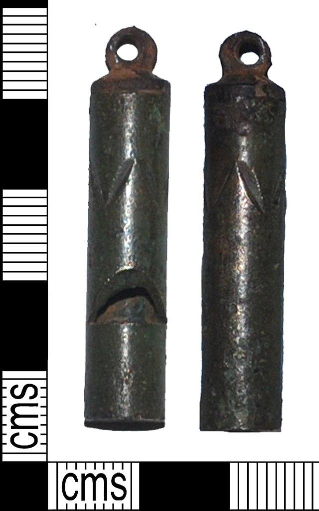 Copper alloy whistle probably for hawking Post-medieval 1500 to 1800 AD. (FindID 617222)